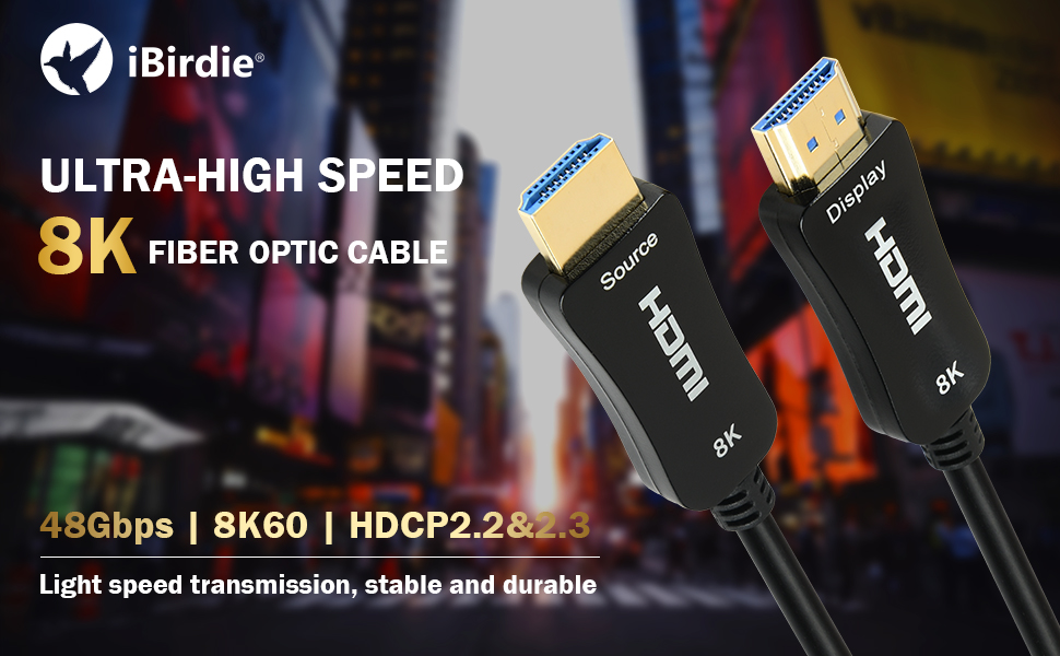 8K Fiber Optic HDMI Cable 5m/16.4FT, Fiber HDMI 2.1 Cable Support  8K@60Hz,48Gbps, Dynamic HDR 10, eARC, HDCP2.2, 4:4:4, Compatible with Apple  TV