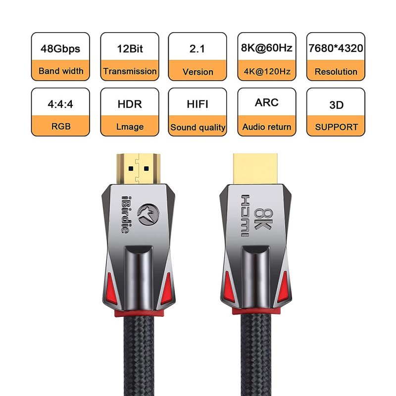 8k Câble 2.1 .8k60hz 4k 120hz 144hz Hdcp 2.3 2.2 Earc Arc 48gbps Ultra High  Speed - Électroniques - Temu Switzerland