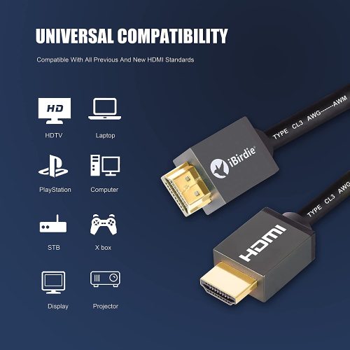 4K HDR HDMI in-Wall CL3 Rated 4K60Hz (HDR10 8/10bit 18Gbps HDCP2.2 ARC) High Speed Ultra HD Shielded Cord Compatible with PS4 Xbox PC,H
