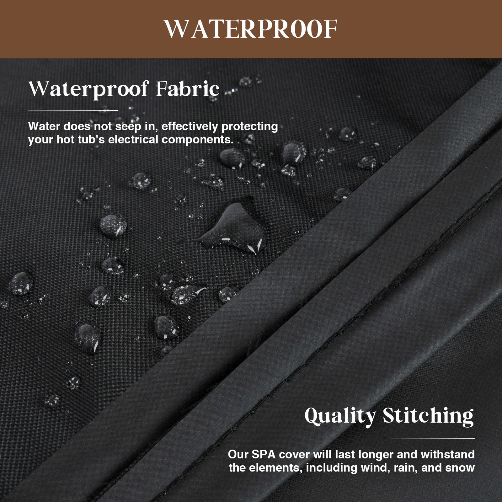 iBirdie Outdoor Waterproof and Weatherproof Hot Tub Cover 80 x 80 inch 600D Heavy Duty Jacuzzi Square Cover Protector SPA Protective Cover Cap