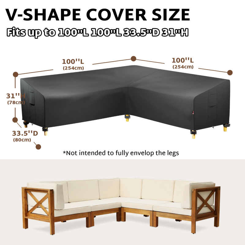 iBirdie Outdoor Sectional Cover for 100''x100'' VShaped Patio Sofa