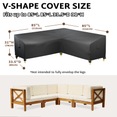 iBirdie Outdoor Sectional Cover for V-Shaped Patio Sofa Waterproof Weatherproof 600D Heavy Duty Garden Furniture Cover Outside Sectional Couch Cover V Shape