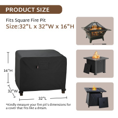 iBirdie Square Fire Pit Cover 32 inch Outdoor Waterproof and Weatherproof Heavy Duty 600D Patio Fireplaces Table Cover