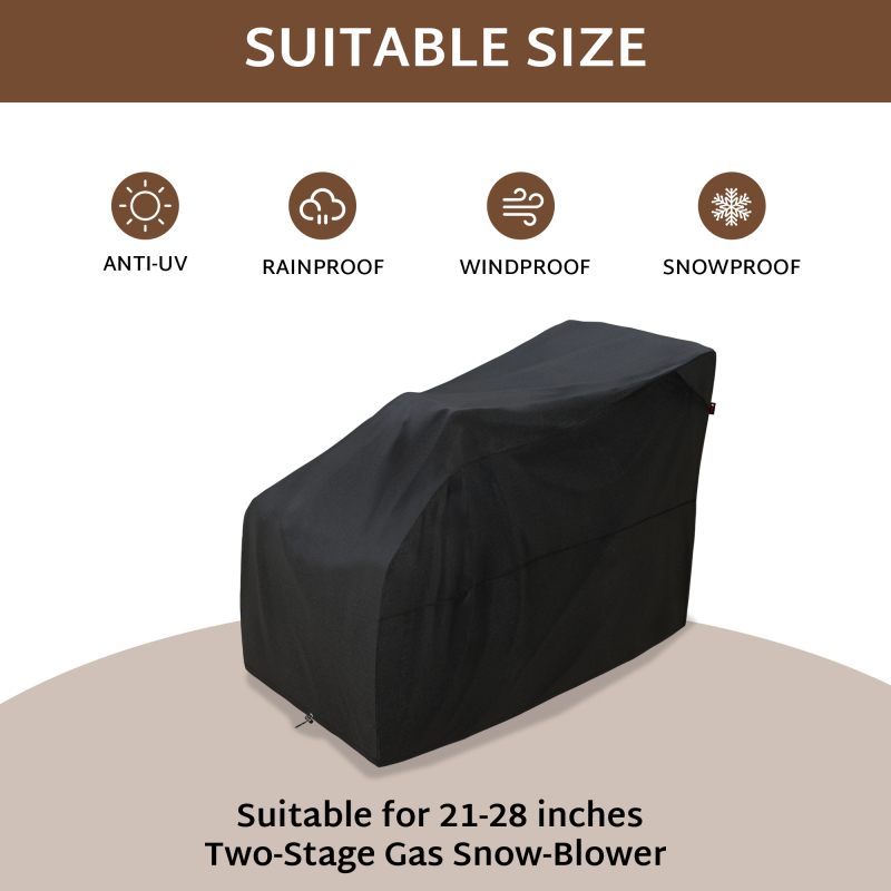 iBirdie Outdoor Waterproof Snow Blower Cover for 21-28 Inch Two-Stage Gas Snow-Blower 600D Heavy Duty Snow Thrower Protection Weatherproof and UV Resistant Universal for Snowblower Covers