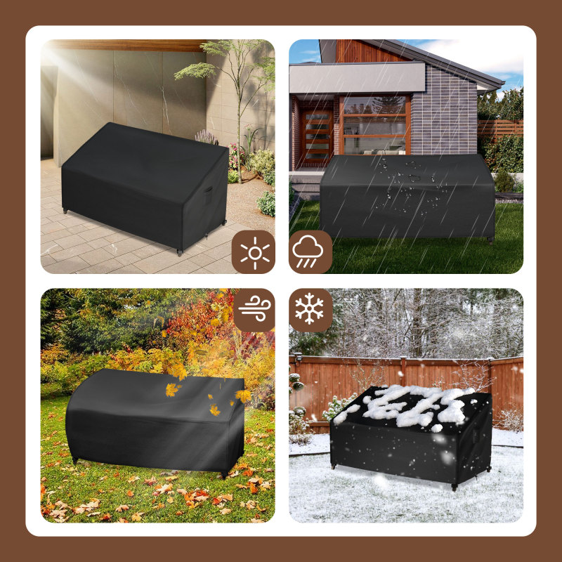 iBirdie Patio Furniture Sofa Covers 63W x 33D x 32H inch Outdoor Waterproof Couch Loveseat Bench Cover, Black