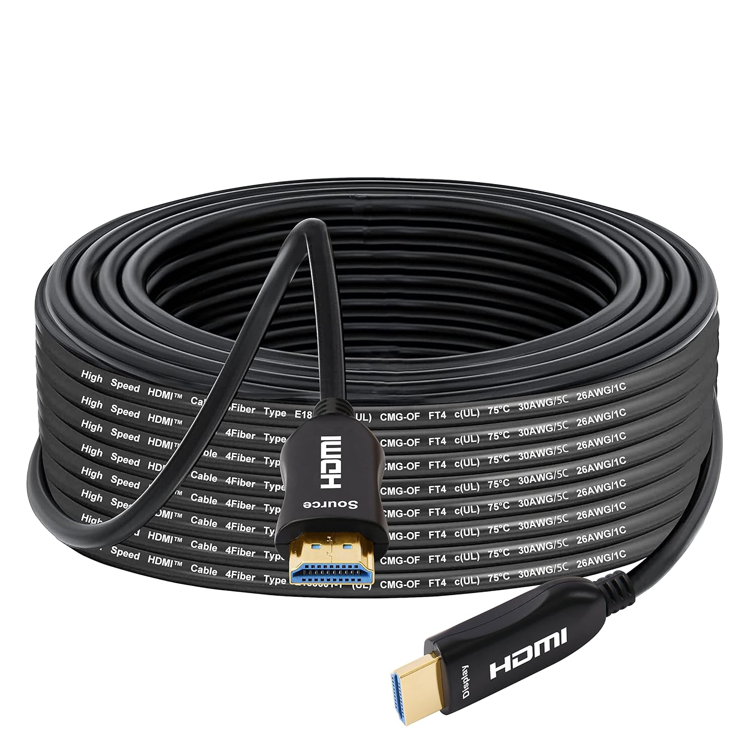 iBirdie 4K Fiber Optic HDMI Cable 75FT/23M CL3 in-Wall Rated 4K60Hz (4:4:4 RGB HDR10 18Gbps HDCP2.2 CEC) 1440p165Hz High Speed Ultra HD Directional Active Cord Compatible with Apple-TV PS4 Xbox