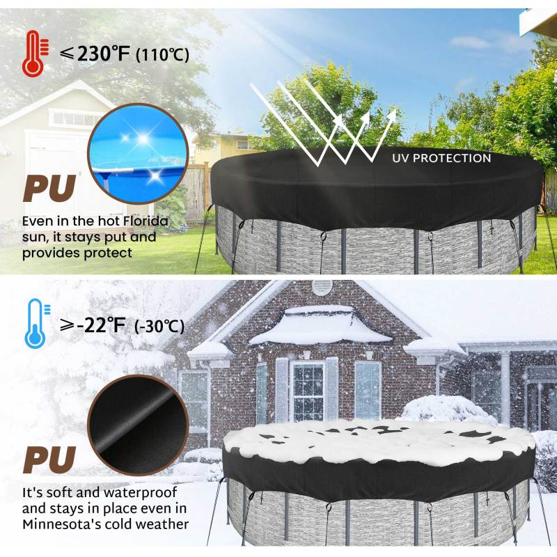 iBirdie Outdoor Above Ground Pool Cover Tear-Resistant Waterproof and Weatherproof Covers