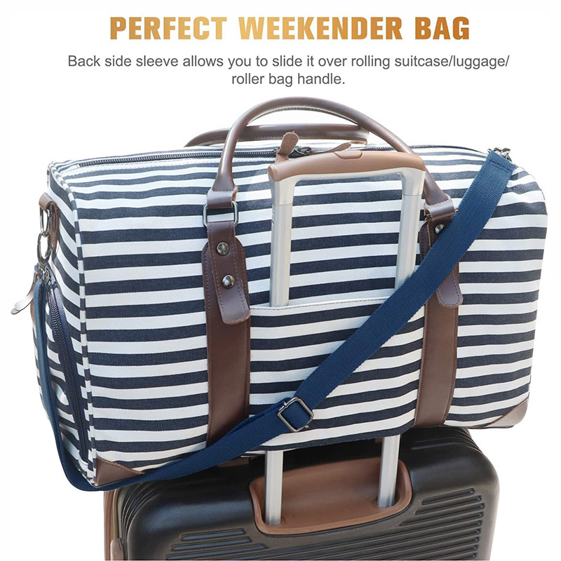 Canvas and Leather Travel Bag Weekender Bag Toiletry Bag 