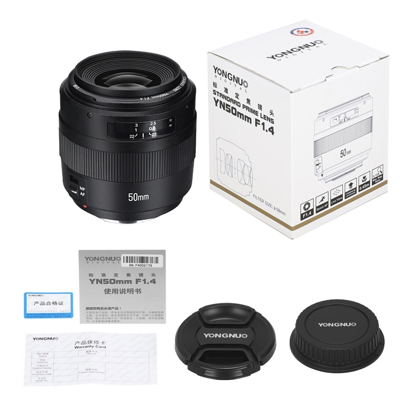 YONGNUO YN50mm F1.4 For Canon EF Mount Camera, Auto Focus, Full ...