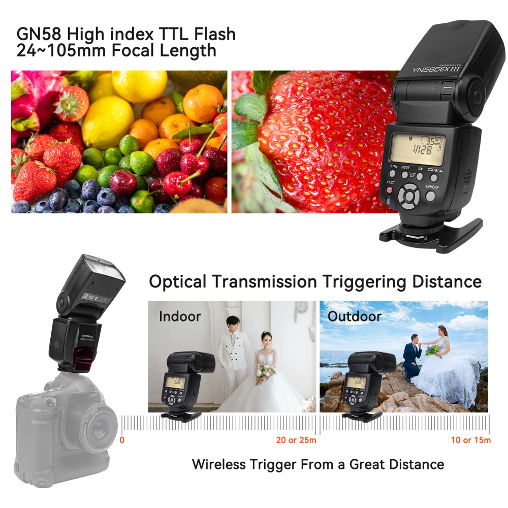 YN565EX III GN58 TTL HSS Flash For Canon/Nikon Camera
