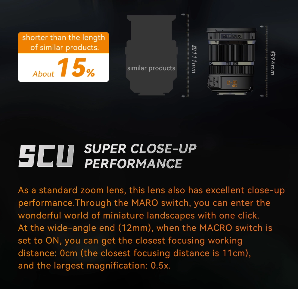 M4/3 Mount YN12-35mm F2.8-4M Auto Focus Large Aperture AF/MF Standard Zoom Lens