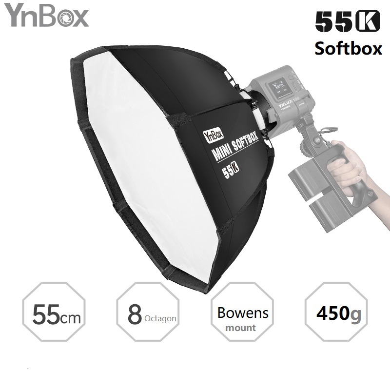 55cm Portable softbox for YNLUX100, YNLUX100 PRO, YNLUX200 and other bowens mount video lights