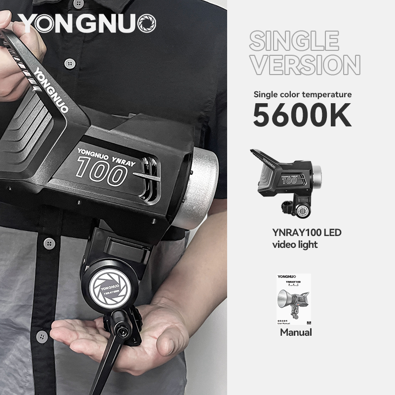 YNRAY100 Professional Studio Light, 120W, 2700K~6500K COB Lamp Bead with Bowens Mount, SSI≥96, support APP control and DMX control mode