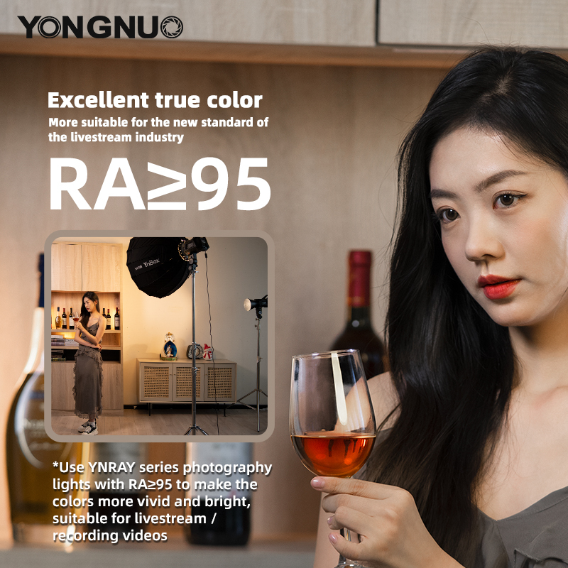 YNRAY200 Professional Studio Light, 200W, 2700K~6500K COB Lamp Bead with Bowens Mount, SSI≥96, support APP control and DMX control mode