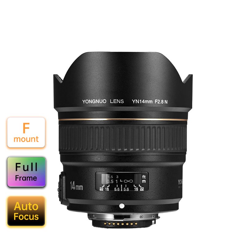 YN14mm F2.8N For Nikon F Mount Camera, Auto Focus, Full Frame, Ultra-Wide Angle Prime Lens