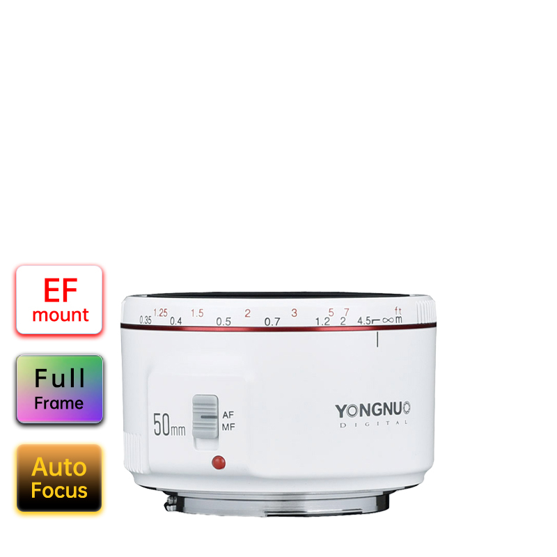 YN50mm F1.8 II For Canon EF Mount Camera, Auto Focus, Full Frame, Standard Prime Lens.White Shell.