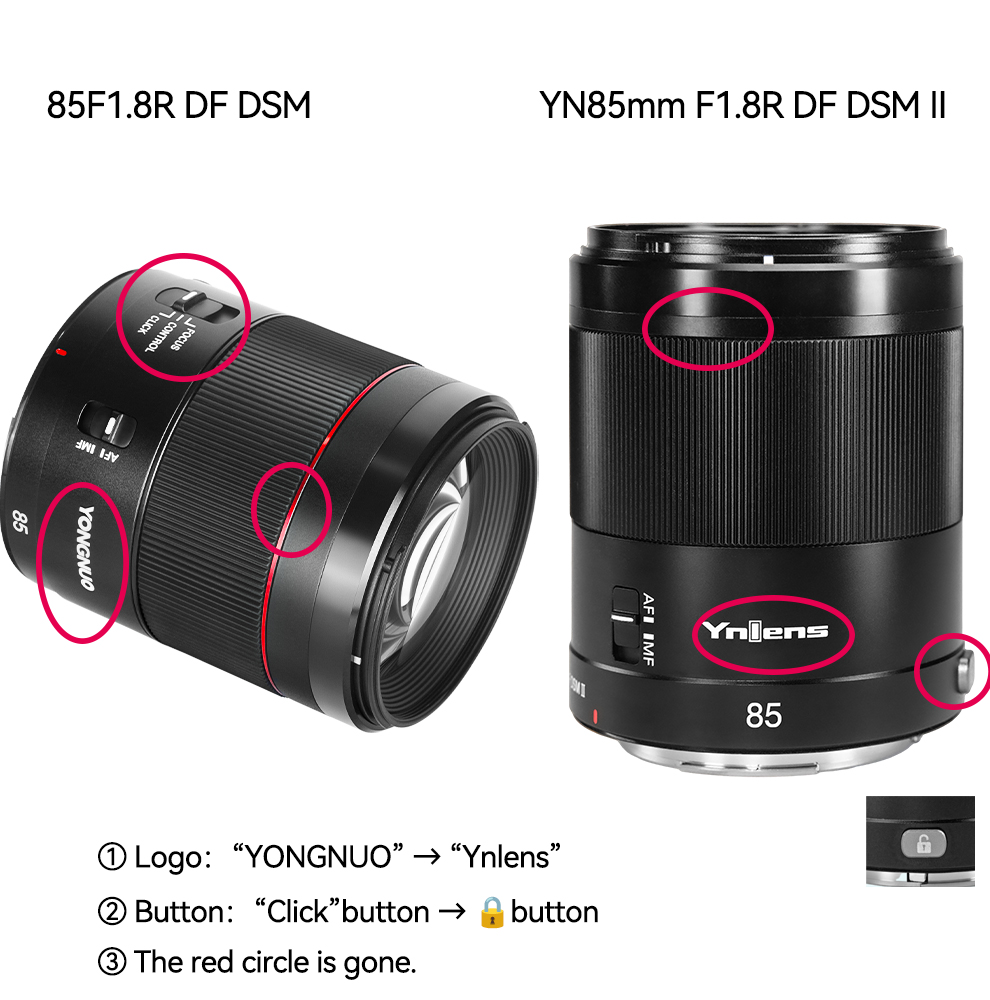 YN85mm F1.8R DF DSM II for RF Mount Camera, Full Frame, Auto Focus, Medium  Prime Lens, Suit for R RP R3 R5 R5C R6 R6II R7 R8 R10 R50 R100