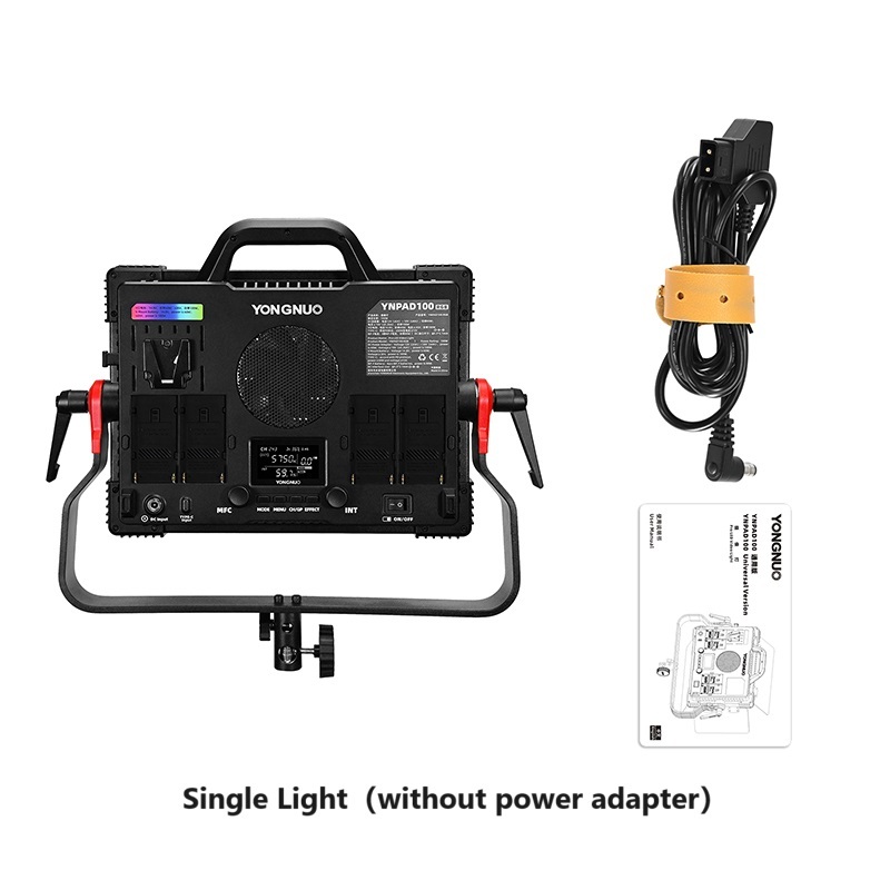 YNPAD100，RGB full color video light, 2000~10000K, constant 100W, APP control, 4 power supply modes, available indoors and outdoors