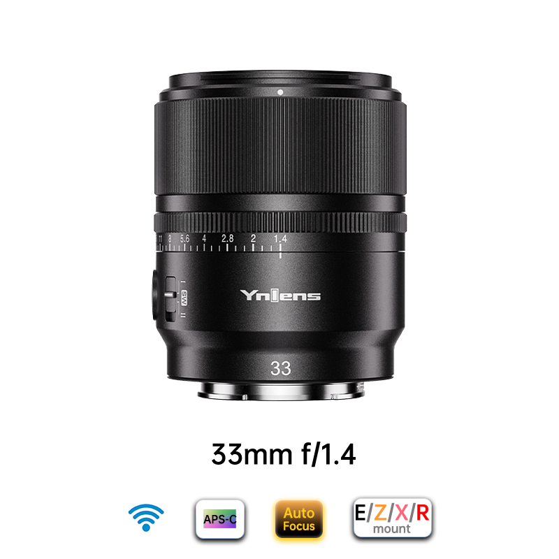 YONGNUO 33mm f/1.4 APS-C Lens for Sony/Nikon/Fuji Camera，Auto Focus，Large Aperture，with Remote Control