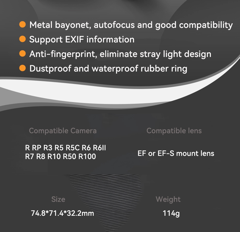 YNCAN Mount Adapter EF-EOS R, EF mount to RF mount, Auto Focus