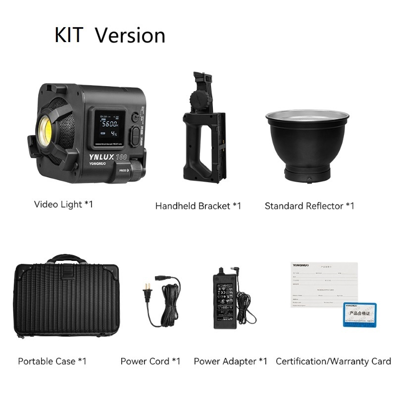 YNLUX100, 100W 3200-5600K Bi-Color Bowens Mount Handheld Video Light