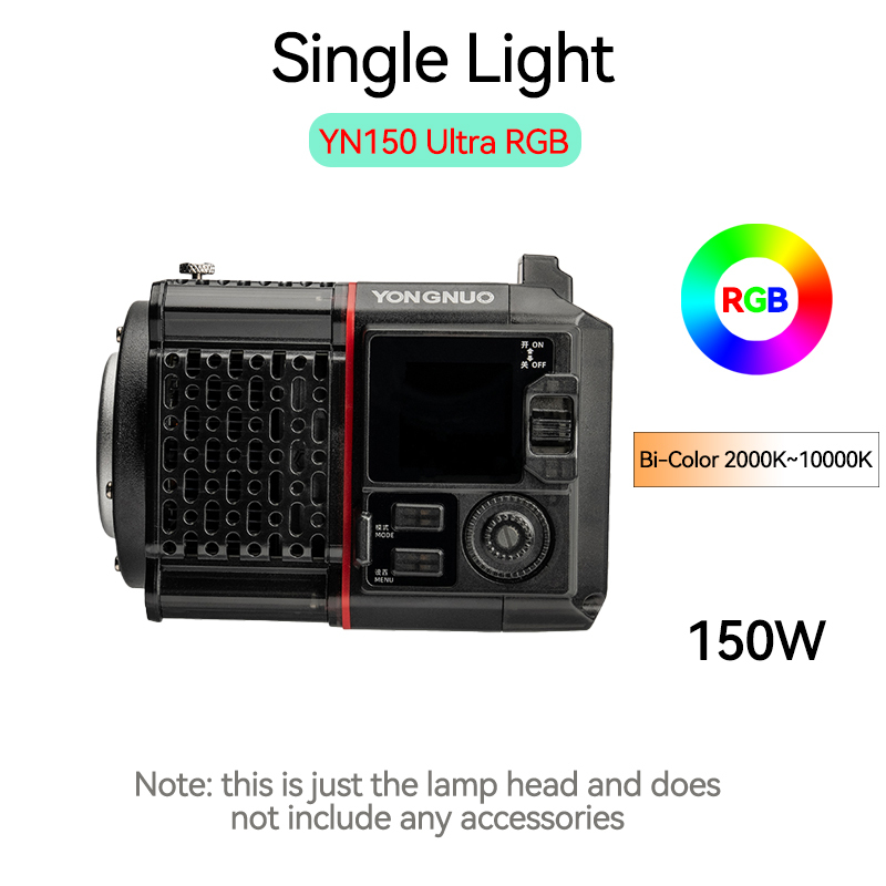 YN150 Single Light，150W Handheld Video Light, mini Bowens Mount , With a Wide Variety of Accessories.