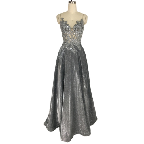 Spaghetti strap asymmetrical beading beaded appliques sexy women prom dress for party