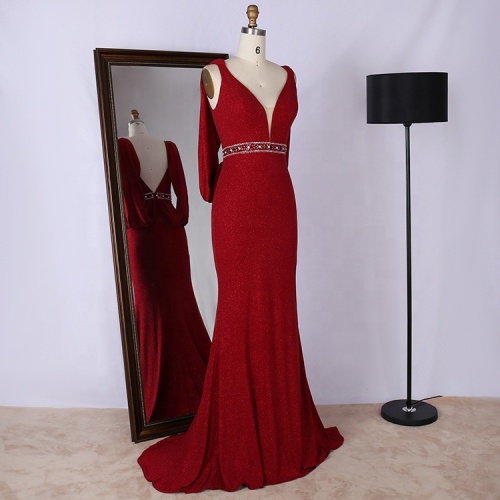 Wholesale unique design v neck long fat women evening dress for wedding