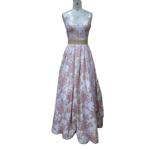 Factory direct sell flower jacquard sweetheart strapless prom dress for women