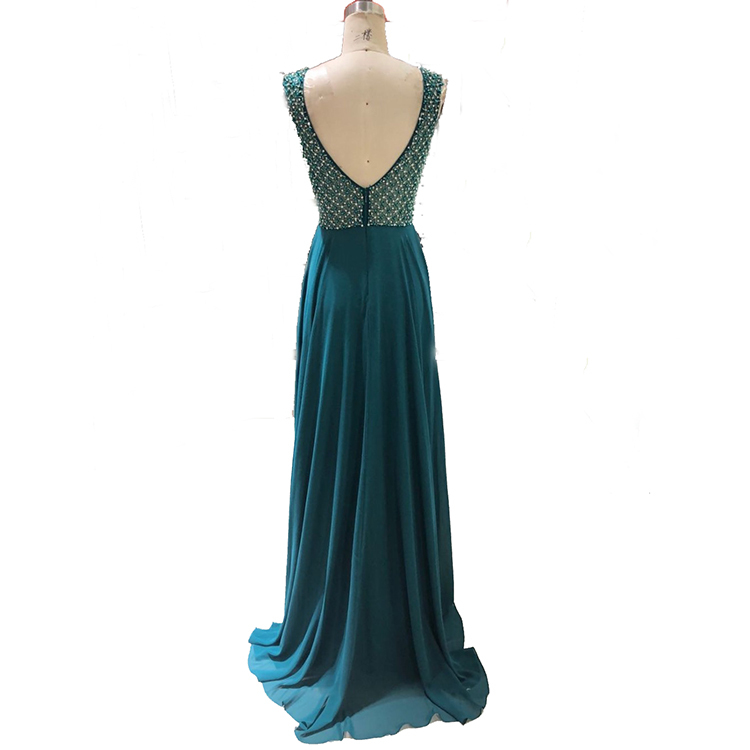 Customized high quality v neck beaded ladies evening dress mother of the bride dresses for wedding