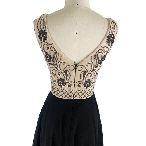 Chaozhou supplier sleeveless sequined black elegant formal long gown evening dresses