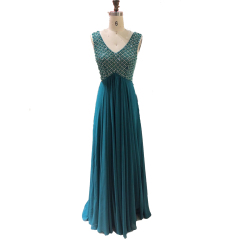 Customized high quality v neck beaded ladies evening dress mother of the bride dresses for wedding