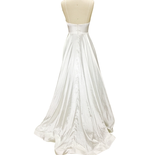 Sexy spaghetti strap backless mermaid white bridesmaid dress for wedding