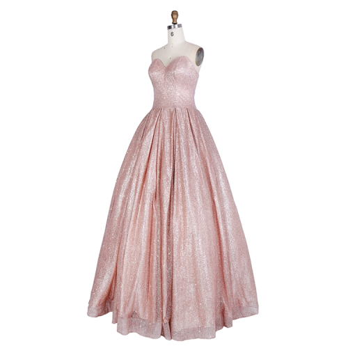 Popular design lace up strapless sweetheart shiny women prom gown dresses for party