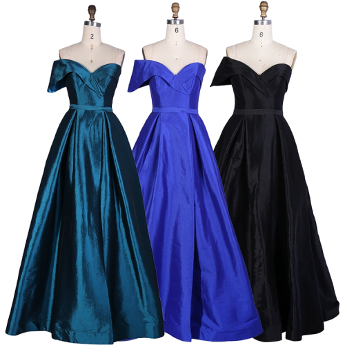Elegant design customized one shoulder high split taffeta evening dresses for girls
