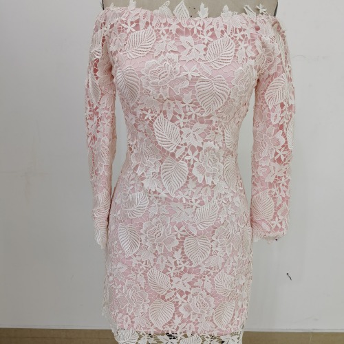 Drop shipping custom size off the shoulder vintage lace pink women evening short mother of the bride short dresses