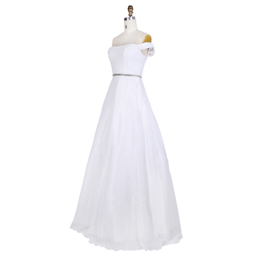 Wholesale high quality sequins off the shoulder evening prom dress for banquet