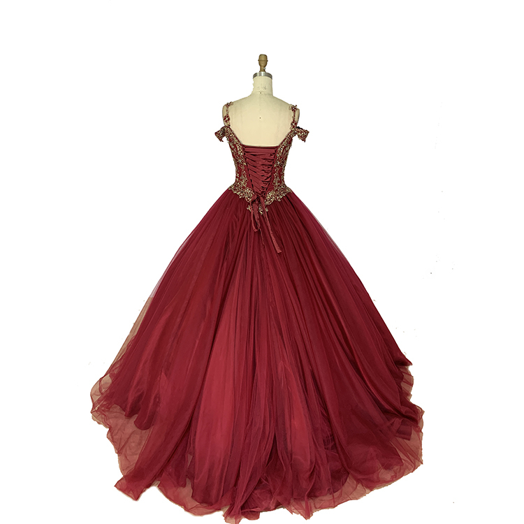 The latest v neck off the shoulder beaded ball gown wedding dresses puffy red prom dresses for evening