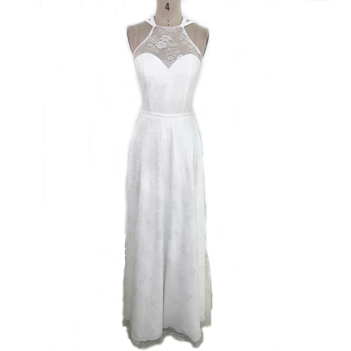 Chaozhou design halter neck embroidery lace navy blue long bridesmaid dresses