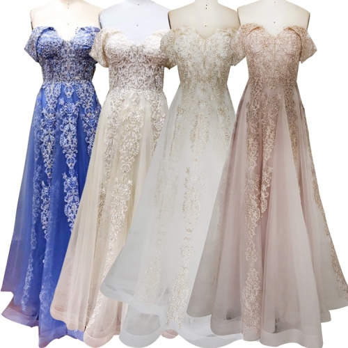 Elegant design quinceanera dress off shoulder appliques tulle prom dress for ladies