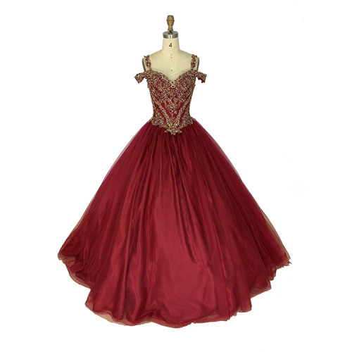 The latest v neck off the shoulder beaded ball gown wedding dresses puffy red prom dresses for evening