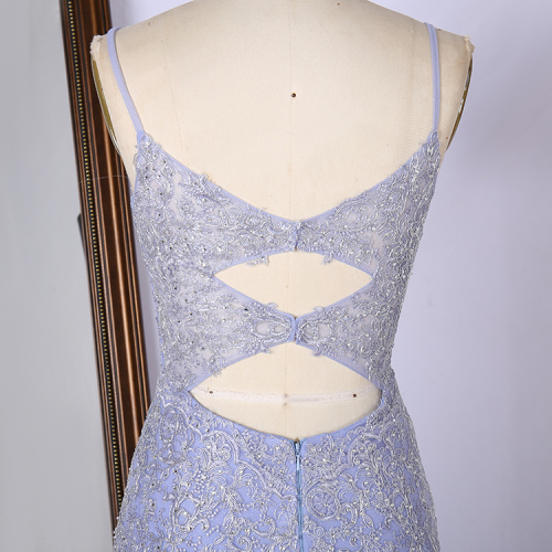 Lilac sweetheart sleeveless embroidery rhinestone corset see through shiny tulle mermaid fishtail prom evening dresses