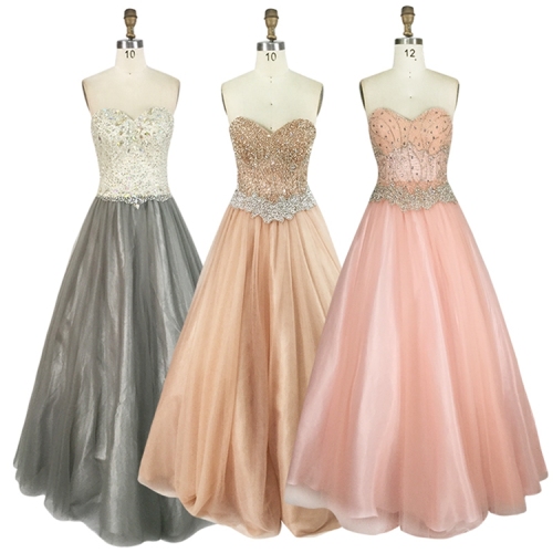 Charming sweetheart lace up beaded puffy quinceanera prom dress for women