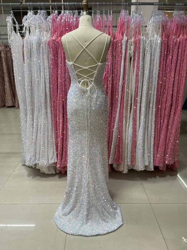 Sleeveless Solid Color Sexy Slit Pretty Modest Prom Dresses