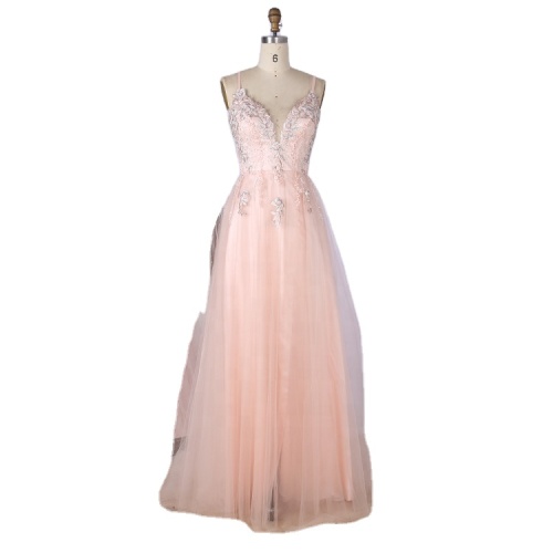 Deep V Neck A Line Skirt Nice Embroidery At Bodice Prom Dress 2022