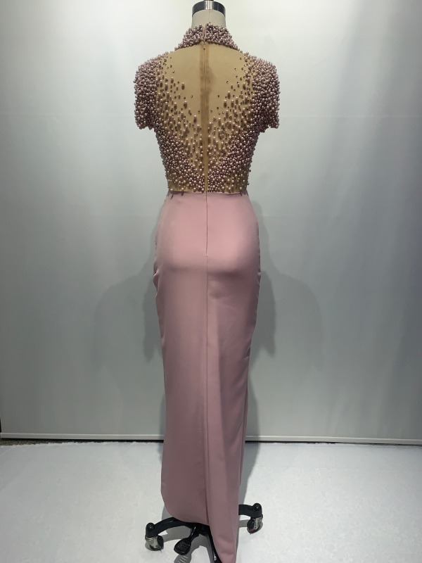 2022 latest high neck hand made beading elegant luxury ladies evening dress