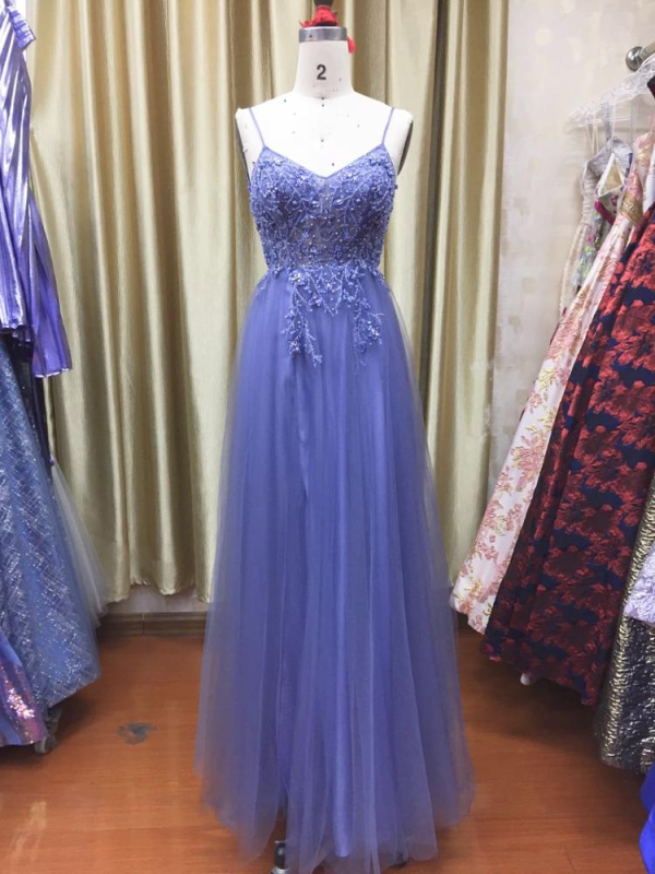 Pink sweetheart hand beading pattern V back Floor length A line princess tulle prom dresses