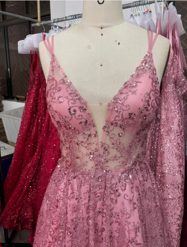 High Quality A Line Skirt Bling Fabric Plain Colors Custom Design High Quality Latest 1 Piece Prom Dresses