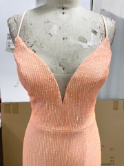 Deep V Neck Solid Color High Slit Germany Women Dinner Sequin Evening Dresses