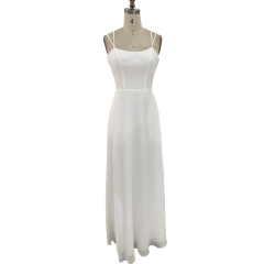 Wholesale spaghetti strap solid color satin elegant white long bridesmaids dresses for 2022